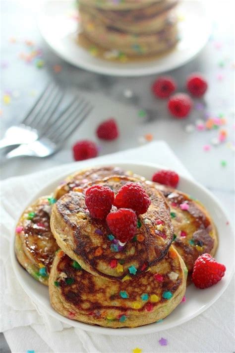 I make them often for our weekend brunch. Healthier Greek Yogurt Confetti Pancakes | Recipe ...