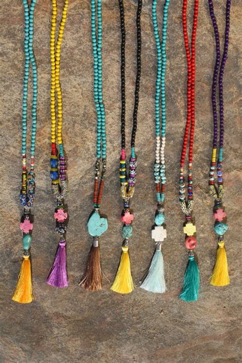 Bohemian Tassel Necklace Boho Silk Tassel Jewelry By Bohocircus