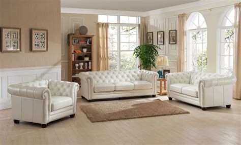 Monaco Pearl White Leather Living Room Set From Amax Leather Coleman