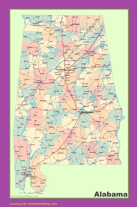 Alabama Map Us Alabama State Map Whatsanswer