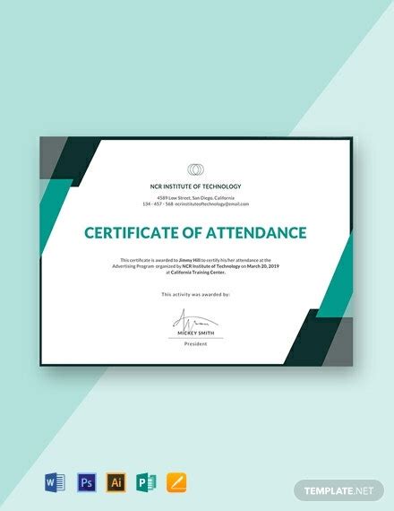 Free Event Attendance Certificate Template Word Psd Indesign