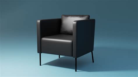 Ekero Ikea Black Leather Armchair 3d Model Cgtrader