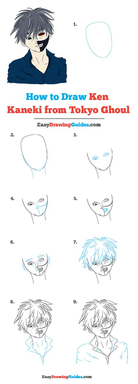 How To Draw Ken Kaneki From Tokyo Ghoul Really Easy Drawing Tutorial