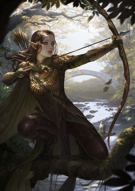 Female Elf Bow Quiver Arrows Scale Mail Armor Fighter Ranger Pathfinder Pfrpg Dnd Dandd D20