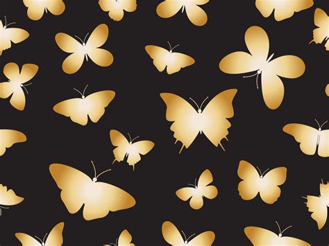 Vector Illustration Seamless Gold Butterflies Pattern Background 558971