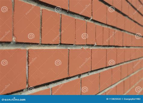Front Close Up View Of A Brick Wall At A 45 Degree Angle Stock Photo