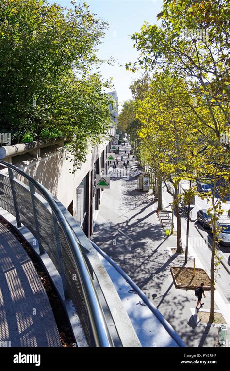 Paris France Promenade Plantée Cutting Through New Residential