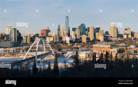 Downtown Edmonton Alberta Skyline In Winter Stock Photo Alamy