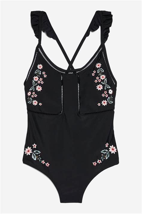 Topshop Floral Print Frill One Piece Swimsuit Topshop Outfit Beach