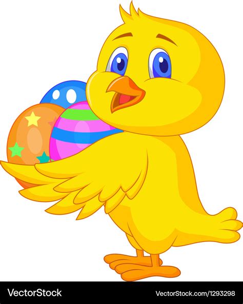 Cute Chicken Cartoon With Easter Egg Royalty Free Vector