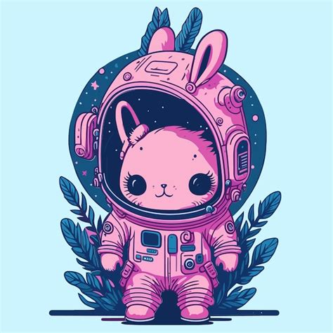 Premium Vector Cute Space Bunny Rabbit In Astronaut Suit