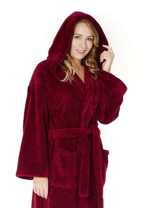 Arus Womens Hooded Fleece Bathrobe Turkish Soft Plush Robe Bath