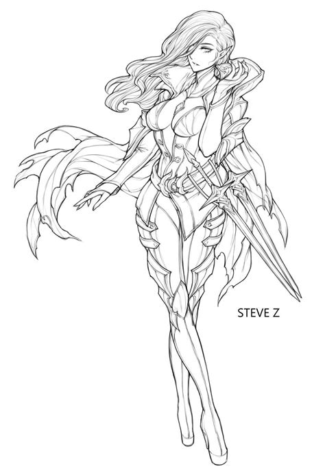 Ezra is a beautiful and slender woman with long, scarlet. ArtStation - Velskud, Steve Zheng | Concept art characters ...