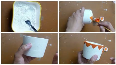 White cement pot making at home | Use waste Plastic Container - YouTube