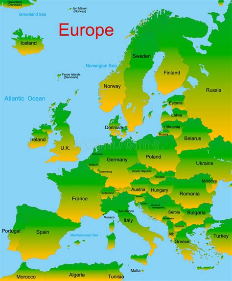 Map Of European Continent Stock Illustration Illustration Of Detailed