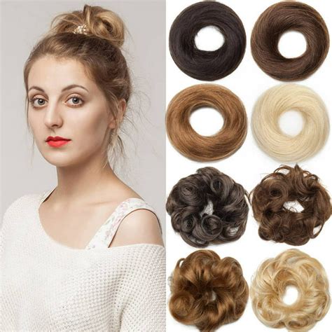 Sego Human Hair Scrunchies Curly Messy Hair Bun Extensions Wedding For