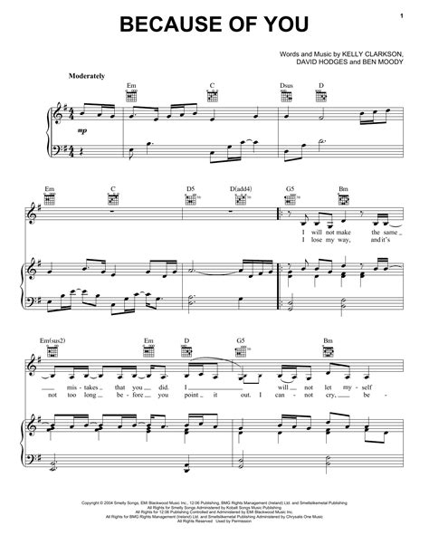 Marcy & austin because of you i feel a way i have not felt in awhile. Because Of You | Sheet Music Direct