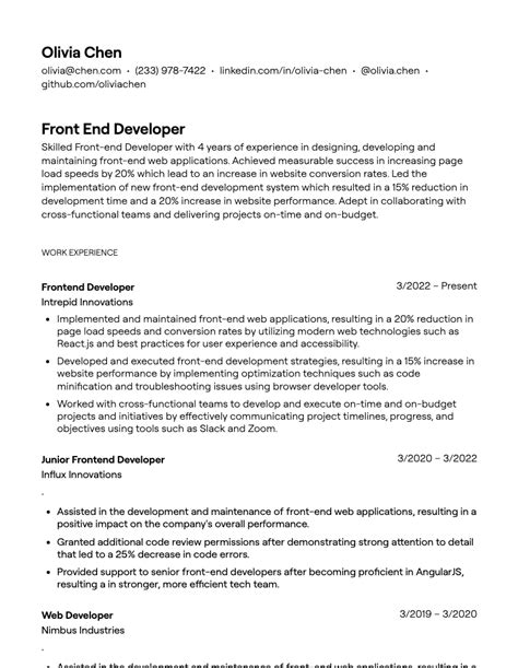 15 Front End Developer Resume Examples With Guidance