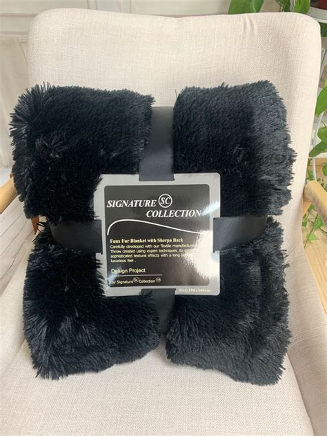 Black Luxury Super Soft Fluffy Fur Throw Blanket Large Sofa Bed Warm