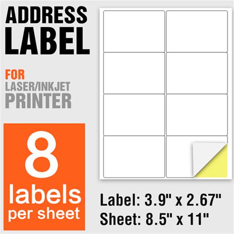 Laser Printing Self Adhesive A4 Paper Label Stickers 8 Per Sheet 100