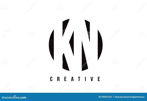 Kn K N White Letter Logo Design With Circle Background Stock Vector