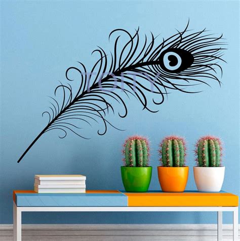 Buy Peacock Feather Wall Sticker Bird Plumage Vinyl Decal Home Interior Design