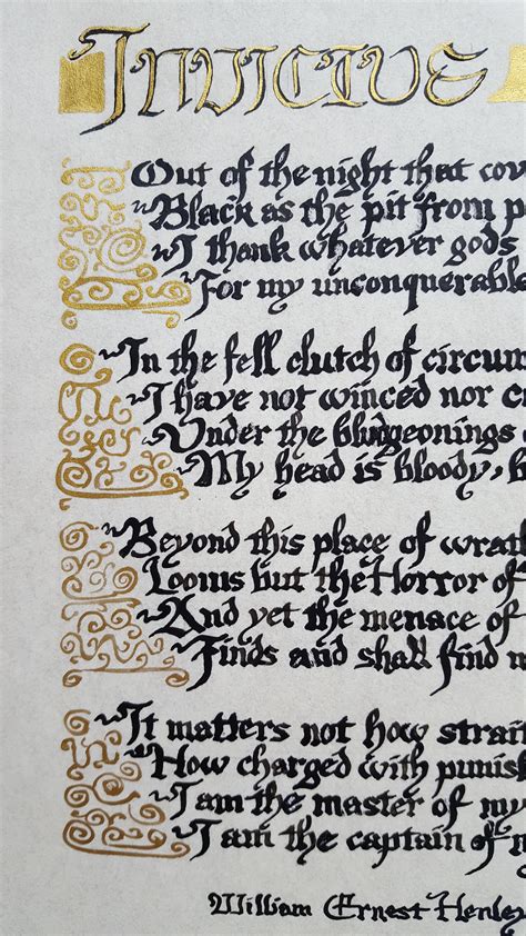 Calligraphy Invictus A Poem By William Ernest Henley 1875 Etsy