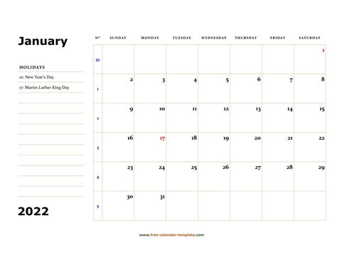 33 Blank Printable January 2022 Calendars Onedesblog