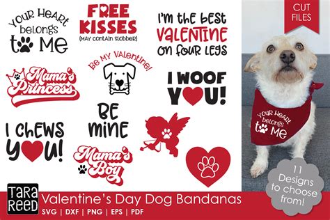 Valentines Day Dog Bandanas Dog Svg And Cut Files