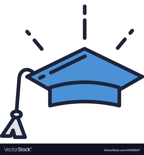 Academic Hat University Cap Icon Isolated Vector Image