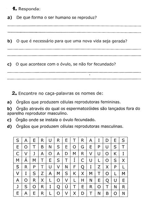 36 Atividades Sobre Sistema Reprodutor Para Imprimir Online Cursos