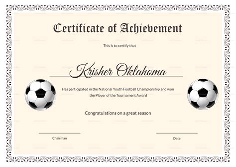 Football Certificate Template With Player Of The