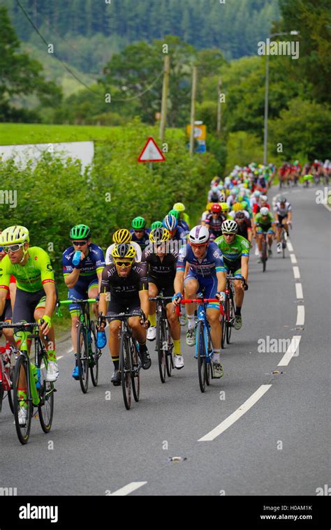 Cyclists At The Tour Of Britain Cycle Race Stock Photo Alamy