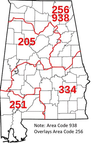 Alabama Area Code Map