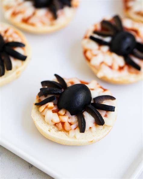 Kids Halloween Snack Ideas Spider Pizza Bites Halloween Food Treats