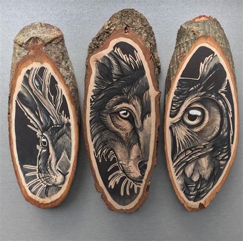Stunning Paintings Of Animals On Wood Slices 99inspiration