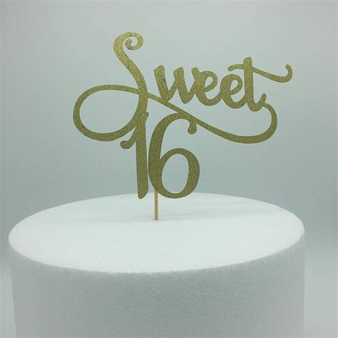 Gold Monogram Sweet 16 Cake Topper 16th Birthday Anniversary Cake
