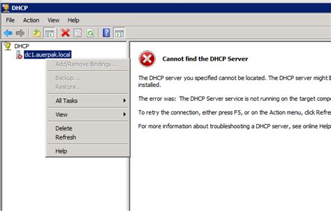Windows Dhcp Service Fails Failed To See A Directory Server For Authorization