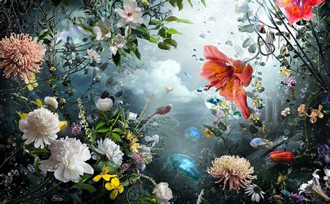 Underwater Art Flowers Abstract Hd Wallpaper Peakpx