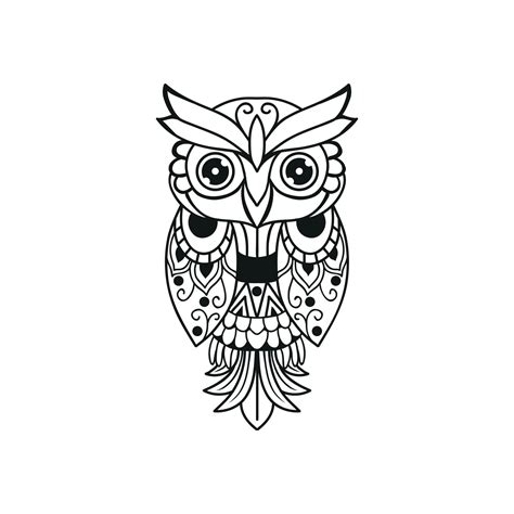 Black And White Owl Outline Design 3227499 Vector Art At Vecteezy