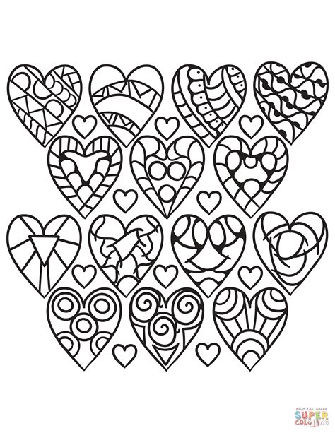 Hearts Pattern Coloring Page Free Printable Coloring Pages