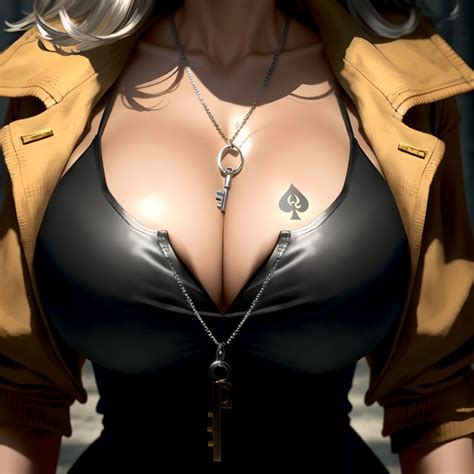 Rule 34 1girls Agentbobgreen Ai Generated Big Breasts Chastity Chastity Key Cleavage Clothed