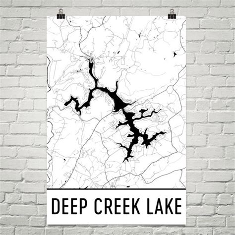 Deep Creek Lake Md Art And Maps Modern Map Art