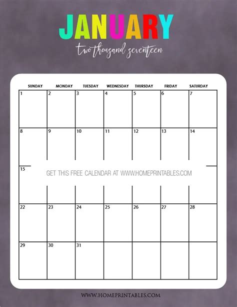 Editable January Calendar