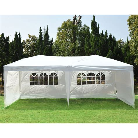 Versatile commercial canopy with thick vinyl top and four free polyester sidewalls. Outsunny White 10' x 20' Pop Up Canopy Tent with Sidewalls ...