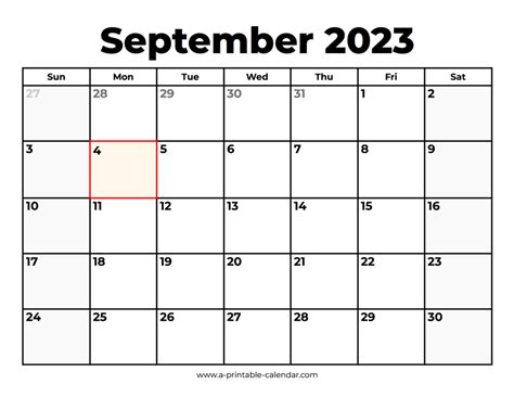 September 2023 Calendar With Holidays A Printable Calendar