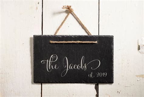 Personalized Slate Hanging Door Slate Sign With Personalized Name