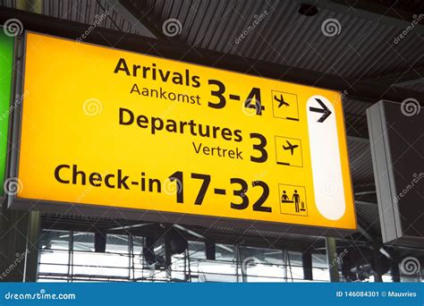 Yellow Neon Information Airport Sign Stock Image Image Of Icon