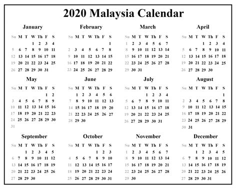 Public Holidays In Malaysia 2020 Best Printable Calendar