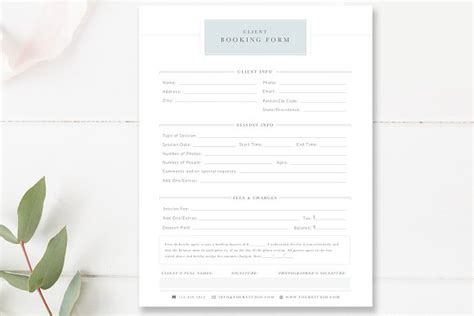 Client Booking Form For Photographer Creative Daddy